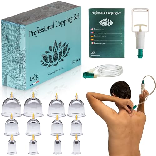 Uplife Cupping Therapy Set - Suction Cups for Body Muscle Neck and Back Pain Relief - Anti Cellulite Massage Hijama Kit (12 Cups 12 Count)
