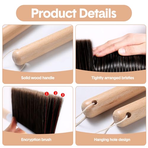 2 cepillos de limpieza suaves con mango de madera portátiles para el hogar 4