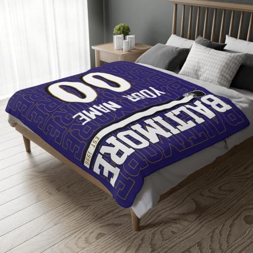 Image of ANTKING Baltimore Throw Blanket for Men Women Boy Custom Name and Number Gifts