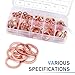 Teybouk 200 PCS Car Copper Washers, 6 Sizes M5 M6 M8 M10 M12 M14 Metric Gasket Assortment Kit, Seal Rust-Proof Flat Drain Plug Crush Washer, Universal Connection Part for Most Cars Motorcycles (Gold)