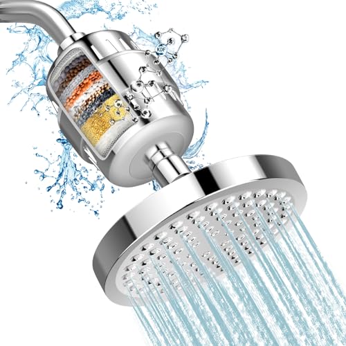 Image of FEELSO SF-15 Shower Head With 15 Stage High Output Hard Water Softener Filter - Removes Chlorine and Harmful Substances - Includes Filter Cartridge for Bathroom