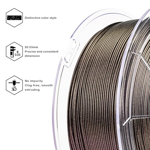 Image of ZIRO 3D Printer Filament, 1.75mm Shiny Super Sparkle PLA with Glitter, Chameleon Series Filament, Twinkling Effect PLA 1kg Spool, Fit Most FDM 3D Printers Pens, Scarlet Gold Luster