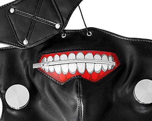 ITODA Tokyo Kaneki Ken Mask Halloween Costume Cosplay Mask Adjustable zip-fastener Masks 3D PU Leather Masks with Eye Patch for Halloween Party Fancy Dress Costume Props - Image 2