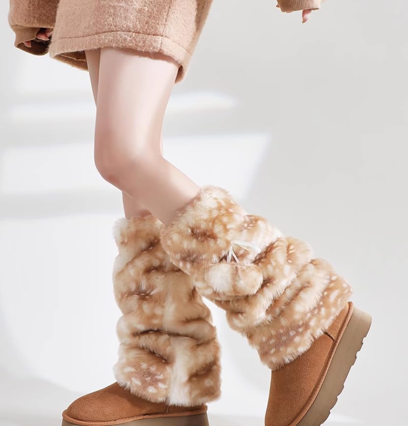 Women Faux Fur Leg Warmers Fur Rabbit Wool Winter Thick Warm Soft Boot Cuffs Covers y2k Halloween Christmas2