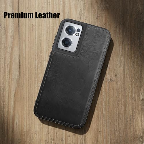 Image of Leather Case for OnePlus Nord CE 2 Premium Protective Stylish Slim Cover with Shockproof Raised Edges Black