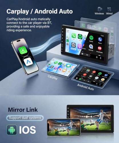 Image of Single Din Car Stereo with AM /FM /RDS Radio Backup Camera, Sellrich 9 inch IPS Touch Screen Single Din Radio Support Wireless Carplay Android Auto Bluetooth Mirror Link YouTube Online Video USB Port
