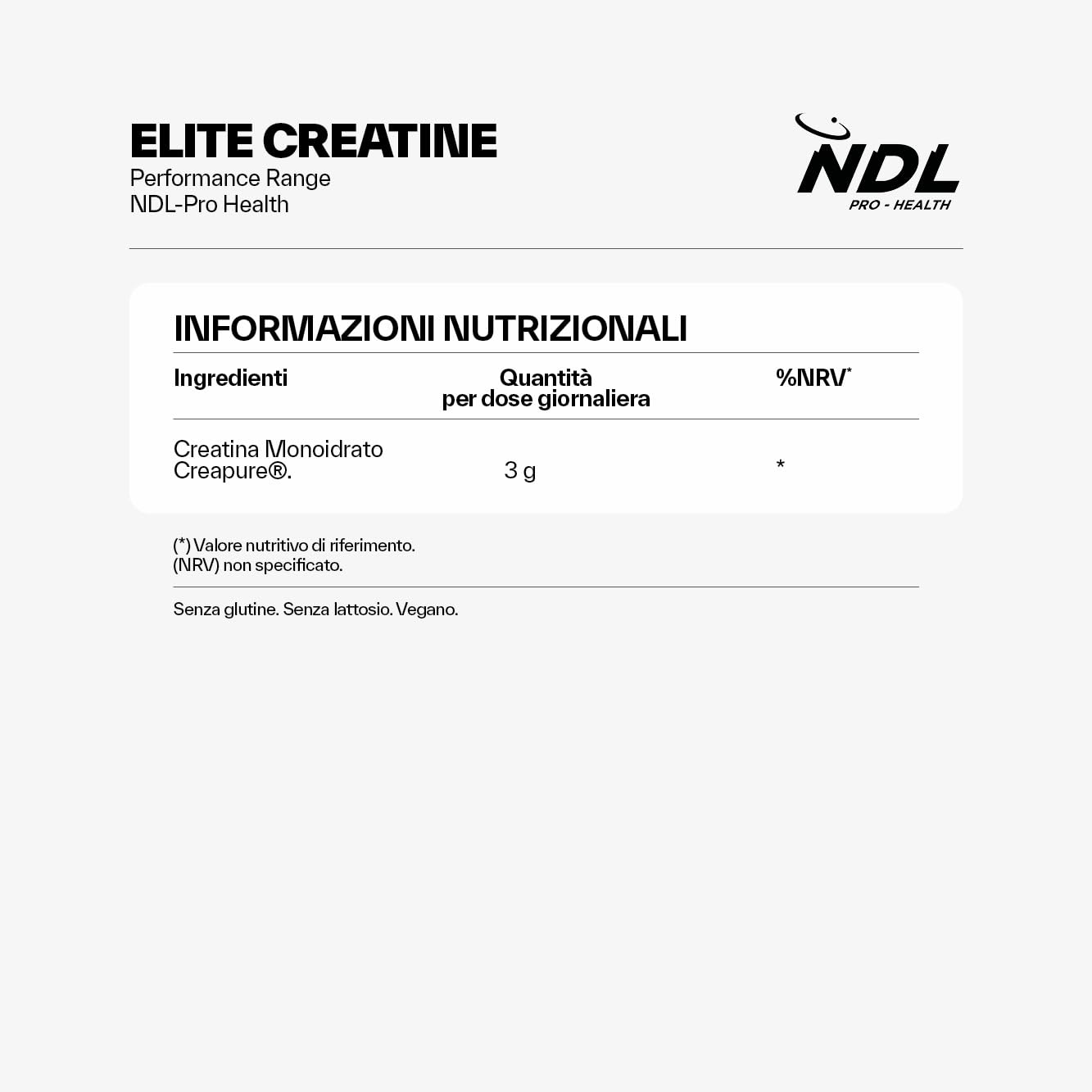 NDL Pro-Health Creatina CREAPURE® Monoidrato I Supporto per Forza, Energia e Recupero Muscolare I Creatina pura in polvere senza additivi I 100 dosi - 3gr I Un marchio di Rafa Nadal & Cantabria Labs