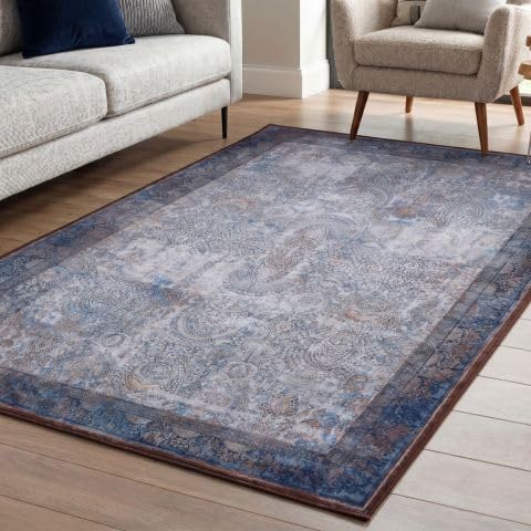 Image of Dream Weaverz Anti Slip Rectangular Carpet for Living Room & Hall | Silk | Flat Woven Soft Washable Floor Mat for Home, Bedroom Floor & Kitchen | Durable Anti Skid Rug for Daily Use (4 X 6) feet