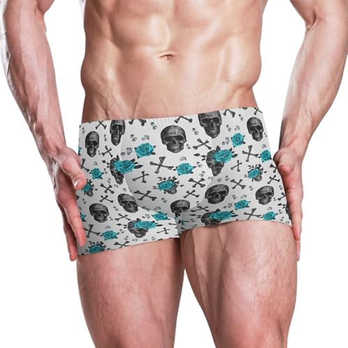 Skull Flower Mens Swim Trunk Swimwear Bathing Suit Swim Brief Square Leg Board Short S B04044832