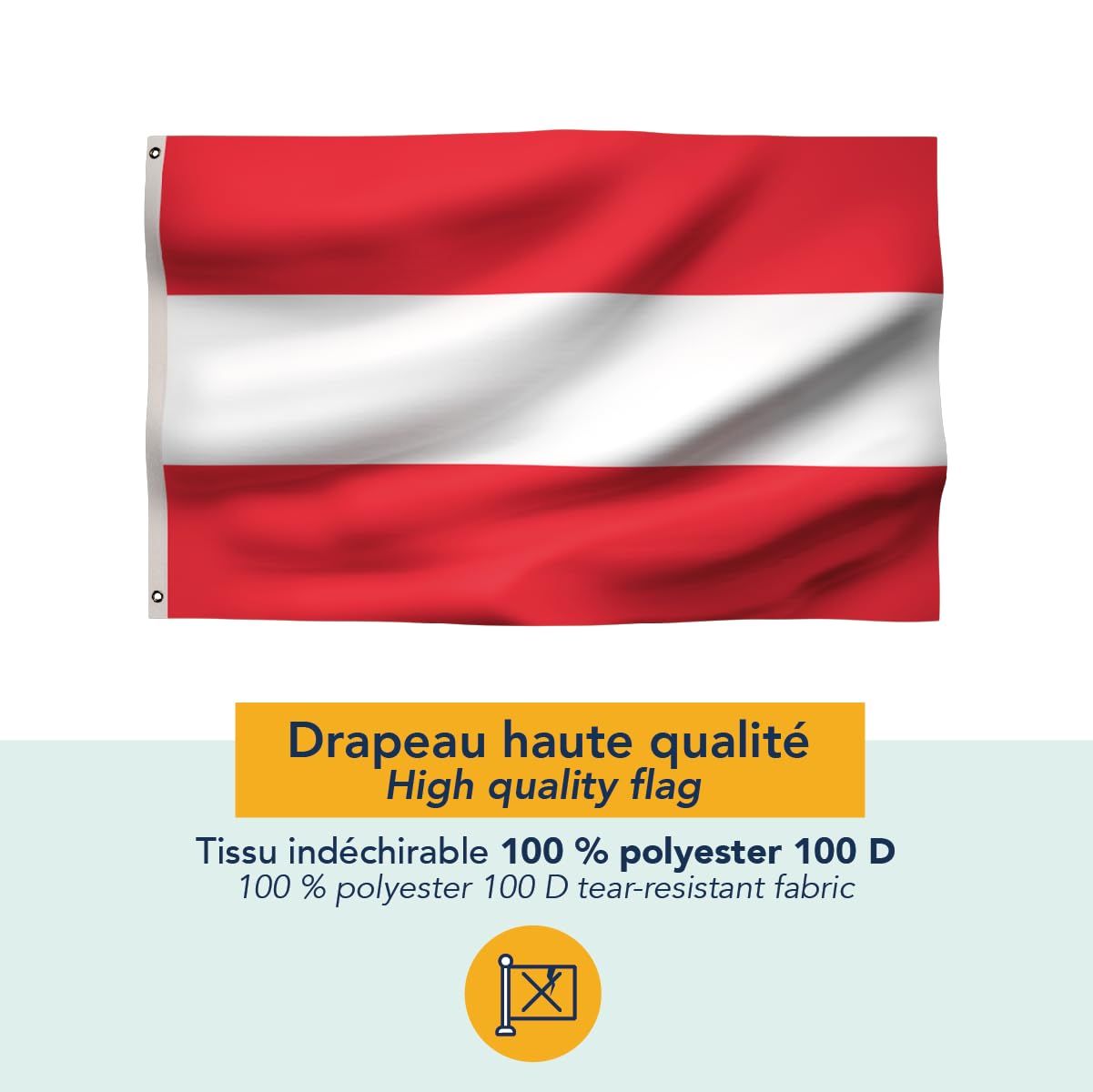 Austria Premiuim Flag 150x90cm - Very Resistant and Excellent Quality Austrian flag with 2 metal eyelets - Be proud of your colors ! - Image 3