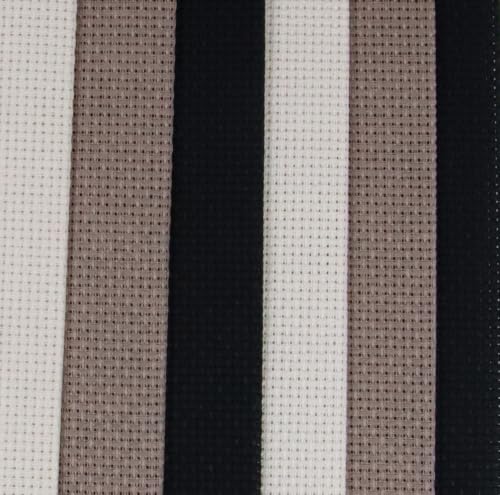 Image of KCS 4 /6 pc of 12 inch x 18 inch(30cmx45cm) 16 Count Cotton Aida Cloth Cross Stitch Fabric (6 pc,Ecru+Coffee+Black)