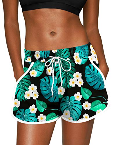 Image of For G and PL Women Summer Floral Beach Boardshorts with Pockets Swim Trunks