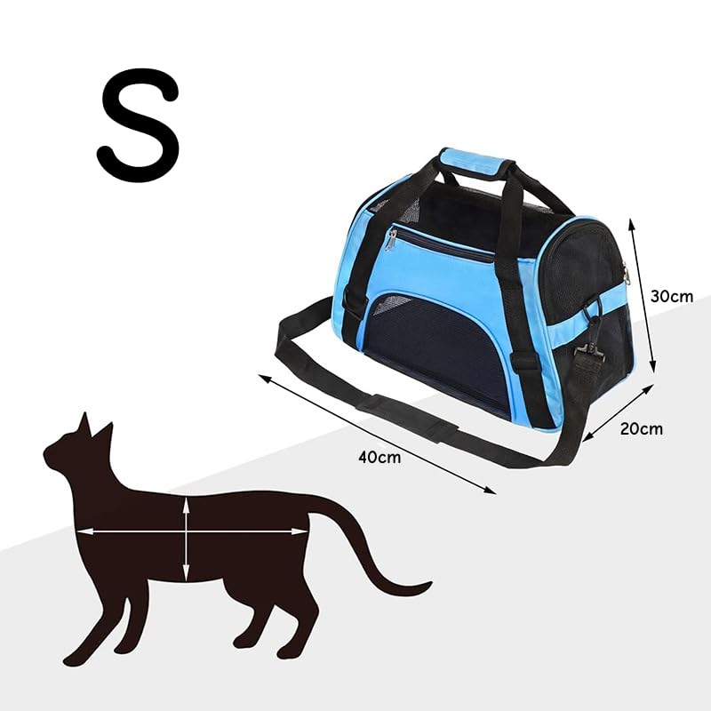 Haustiertasche Tiertragetasche Transporttasche für Kleine Hunde Katze Welpe Tragetasche Haustier Reisetasche Wasserfest Transportbox mit Netzfenster Reise Hundetasche Reiseträger Katzentasche Blau S