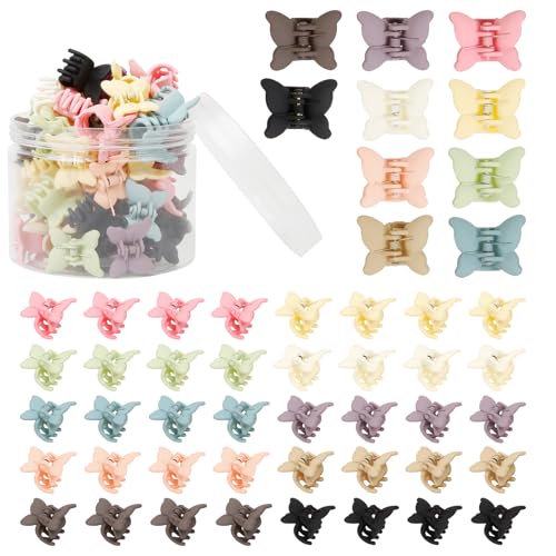 Image of 40Pcs Colorful Butterfly Hair Clips - WOVOWOVO Small Hair Claw Clips Cute Butterfly Clips for Thin Fine Hair Mini Hair Clips Hair Accessories for Women Girls Birthday Christmas Gift
