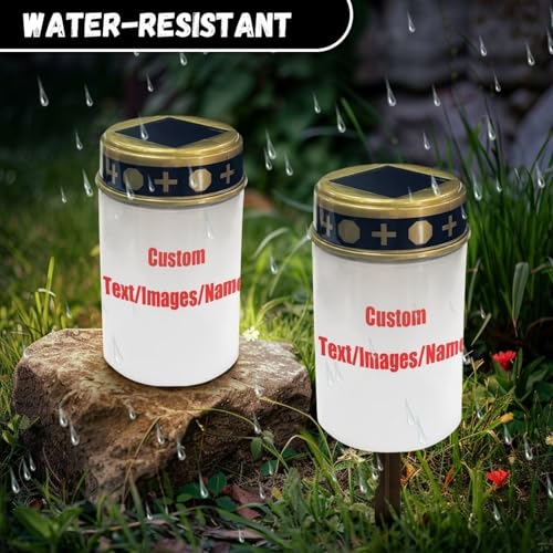 Image of Customizable Pattern Text Waterproof Cemetery Solar Light Flameless Candle Automatic Landscape Path Light Outdoor Solar Light Grave Decor
