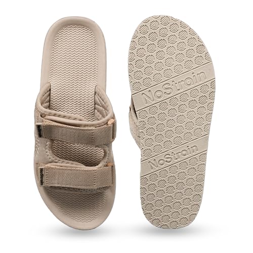 Image of NoStrain Men's Casual Sandals - Comfortable, Washable & Waterproof Open-Toe Footwear for Men with 4-Point Adjustable Velcro Strap, Heel Cushioning & Triple-Density Sole
