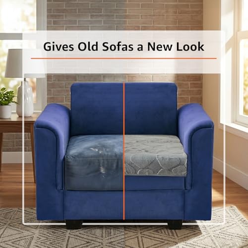 Image of Amazon Basics - Rabbit Fur Make Your Own Sofa Cover |70cm x 70cm| Microfiber Sofa Slipcover | 350 GSM (Grey, 1 Seater)