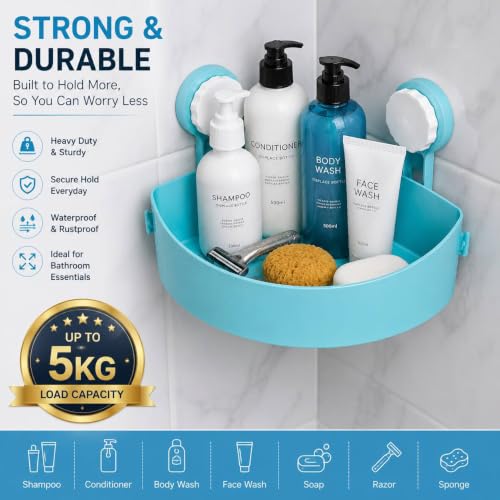Image of 2 Pcs Bathroom Organizer, Self Adhesive Bathroom Shelf, Shampoo Holder for Bathroom, Washroom Storage Organizer, Bathroom Rack for Wall, No Drill Wall Shelves, Bathroom Corner Shelves (2, Medium)