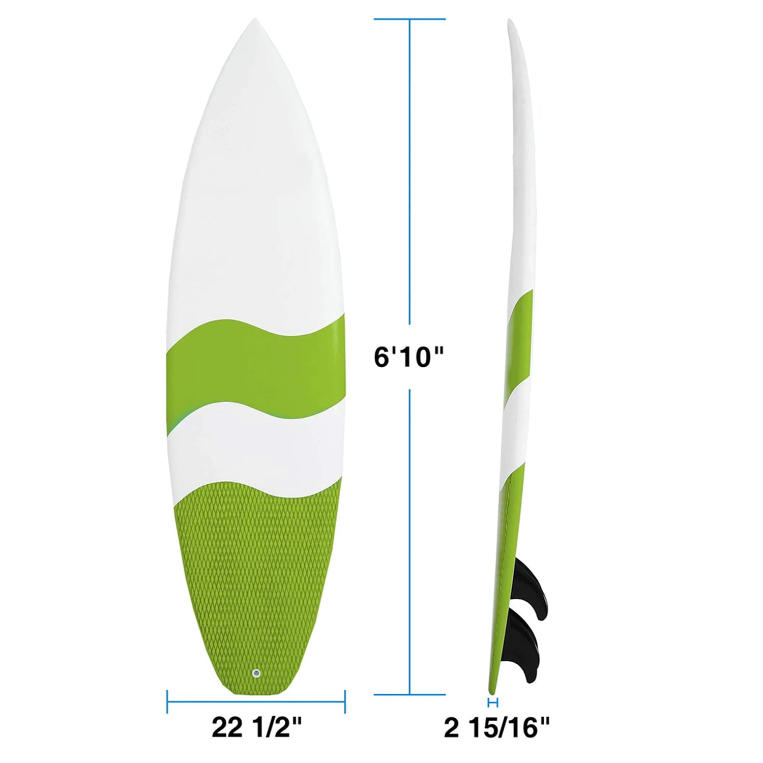 Ocean Waves Beach Boards Fiberglass Surfboard Durable and Flexible Board for Beginner and Intermediate Surfers Surf Board Kids & Adults