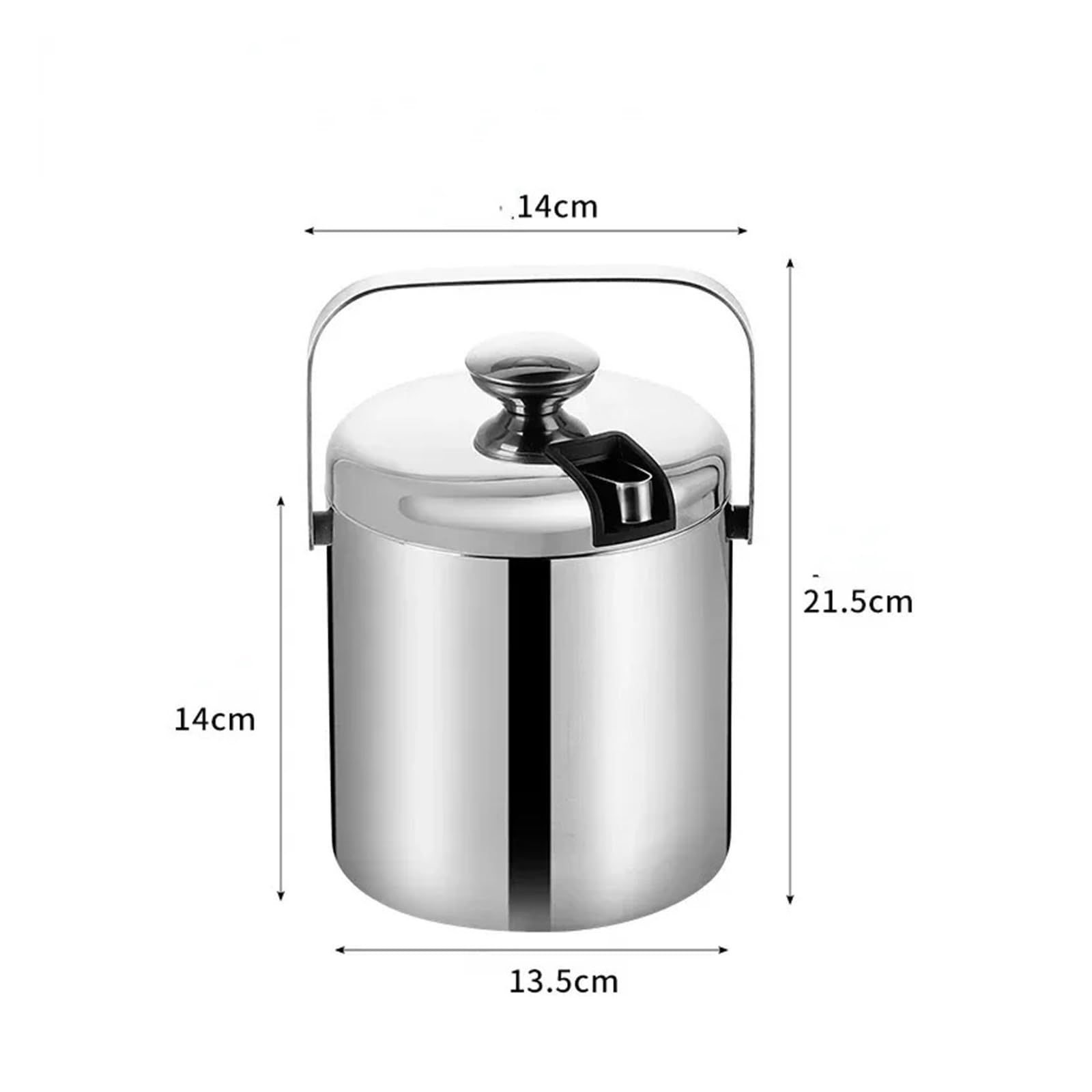 Cubo de Hielo con Pinzas, Doble colador de Pared de 1,3 l, asa, Ideal for Fiestas en casa, Bar, Cerveza, champán, Cubos enfriadores de Acero Inoxidable para Bar, Cumpleaños, Fiestas
