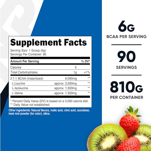Nutricost BCAA Powder (Strawberry Kiwi, 90 Servings) - Optimal 2:1:1 Ratio - Image 3