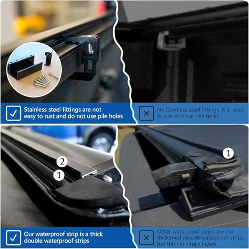 Image of TOMOKA Soft Roll Up Truck Bed Tonneau Cover Compatible with 1983-2011 Ford Ranger Flareside /Stepside (Not for Styleside /Fleetside) 6 FT (72.7 inch) Bed
