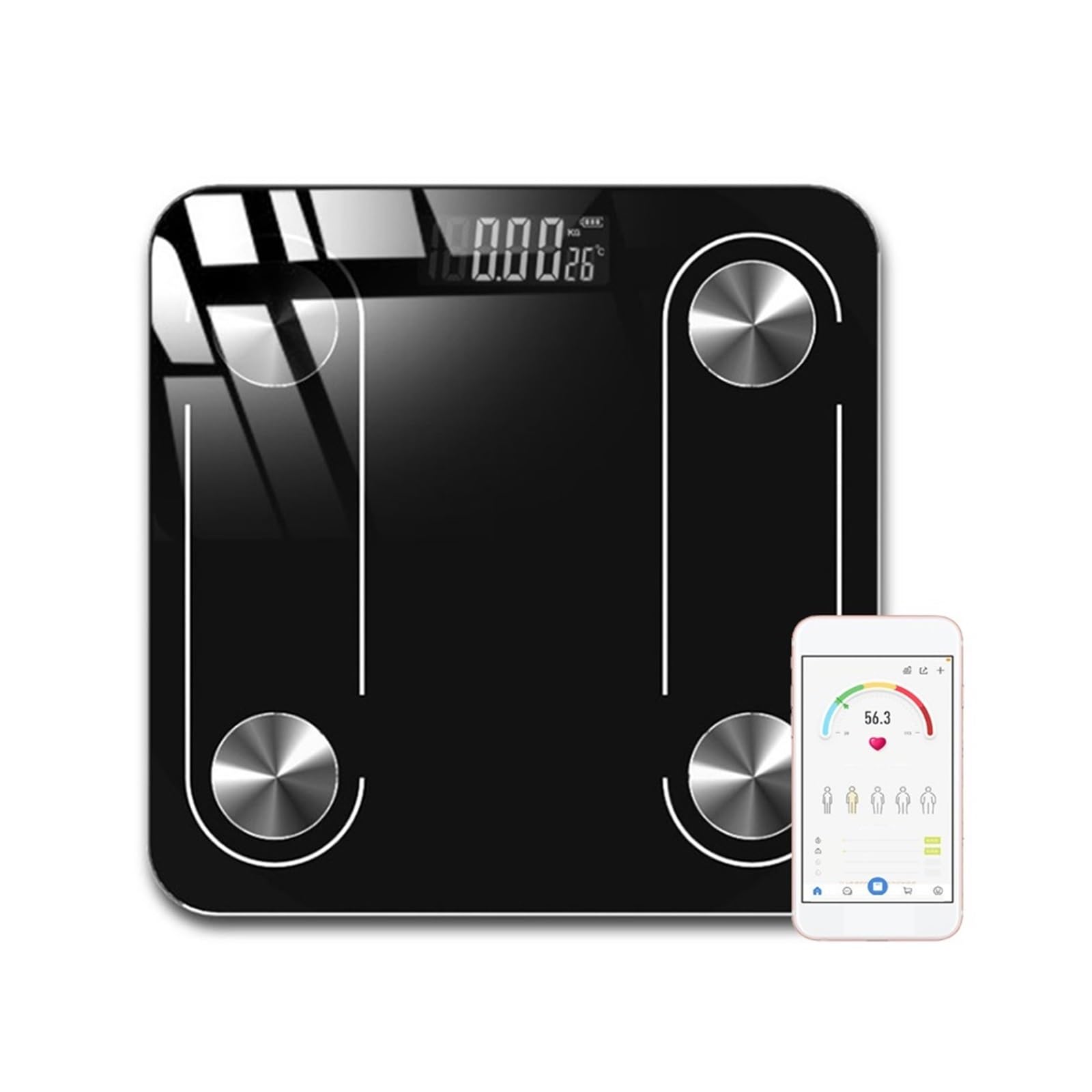 Báscula De Grasa Corporal Digital, Peso For Baño Con Bluetooth, Electrónica Inteligente Bmi, Humano Preciso FáCil De Leer(Blue)