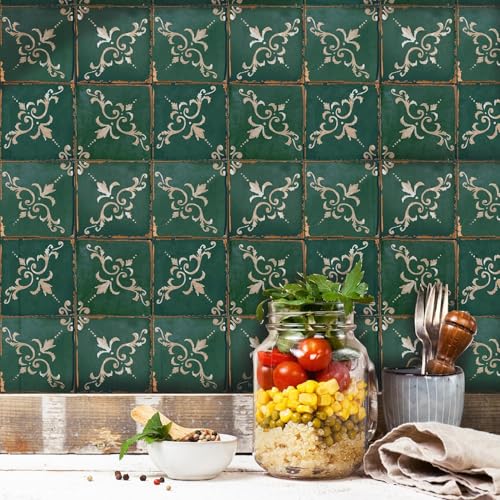 Image of 40 PC Pack (6 X 6) Thin Art Artistic Bohemian Peel and Stick Wall Sticky Backsplash Vinyl Waterproof Removable Tile Sticker Decals for Bathroom & Kitchen, (G, 6X6)
