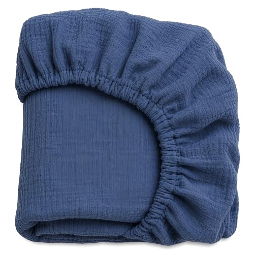 Image of Newton Baby Deluxe Crib Sheet, Evening Blue | Ultra-Soft Breathable Organic Cotton, Fitted, Thicker & Softer Design, Machine Washable