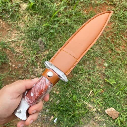Faca Tática Baioneta Medieval Afiada Militar Com Bainha em Courino