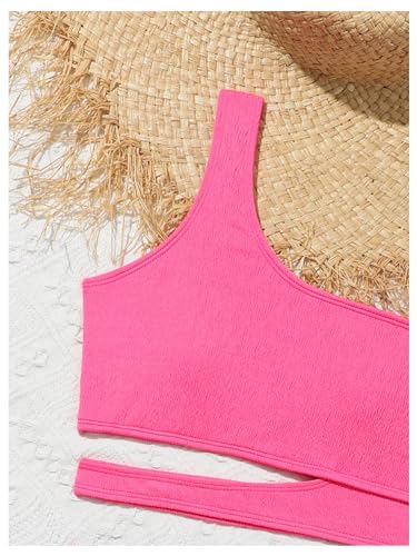 SHENHE Girl's 2 Piece One Shoulder High Waisted Cut Out Bikini Swimsuit Bathing Suit3