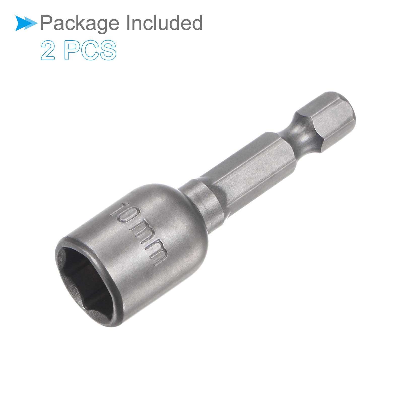 Punta Avvitatore Cambio Rapido, 10mm Metrico 48mm Lunghezza 1/4" Attacco, Punte Trapano Incastonatore Magnetica Codolo Cilindrico Cr-V - (Applicazioni: Riparazioni Auto) - 2Pz