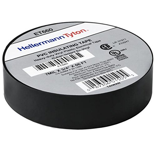 HellermannTyton ET660 Electrical Tape, Thickness 7.0 mil, PVC, Black, 10 Rolls/pkg