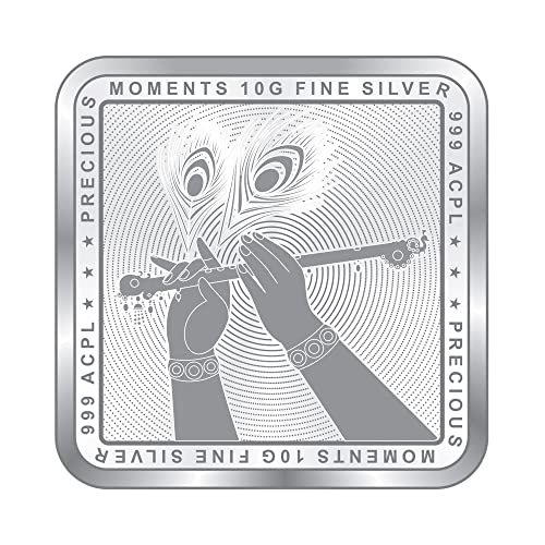 Image of Precious Moments Radha Krishna Silver Coin 10 Gram | 20 Gram | 50 Gram | 100 Gram BIS Hallmarked Round Square Flower Shaped 999 Purity with Gift Box by ACPL