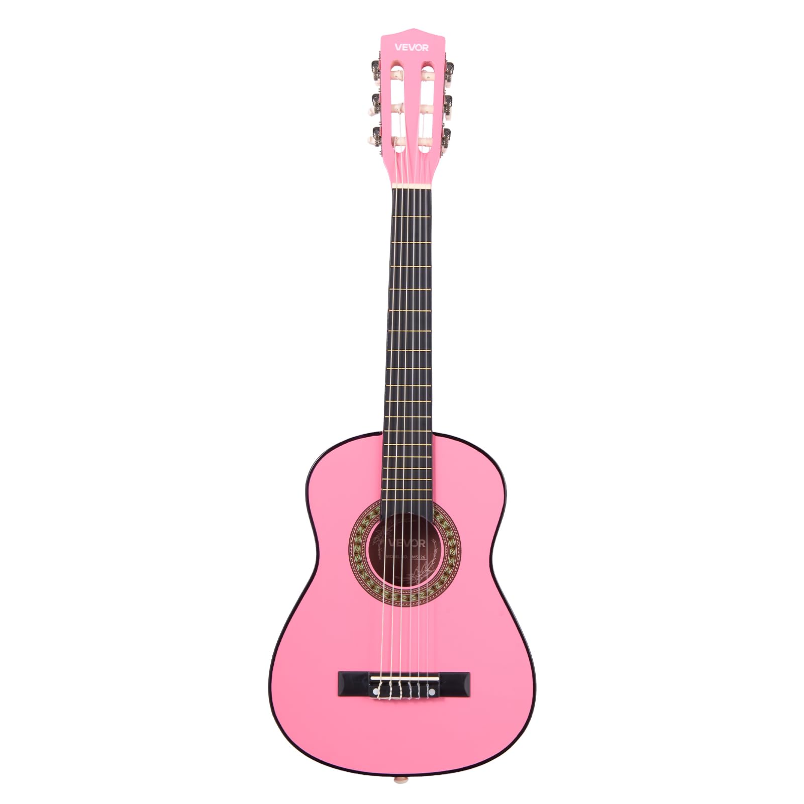 VEVOR Guitare Classique Débutants, 78 cm, avec Cordes en Nylon, Housse de Transport, Sangle, Accordeur, Cordes Supplémentaires, Médiators, Capodastre, en Tilleul, pour Jeunes Enfants Musiciens, Rose
