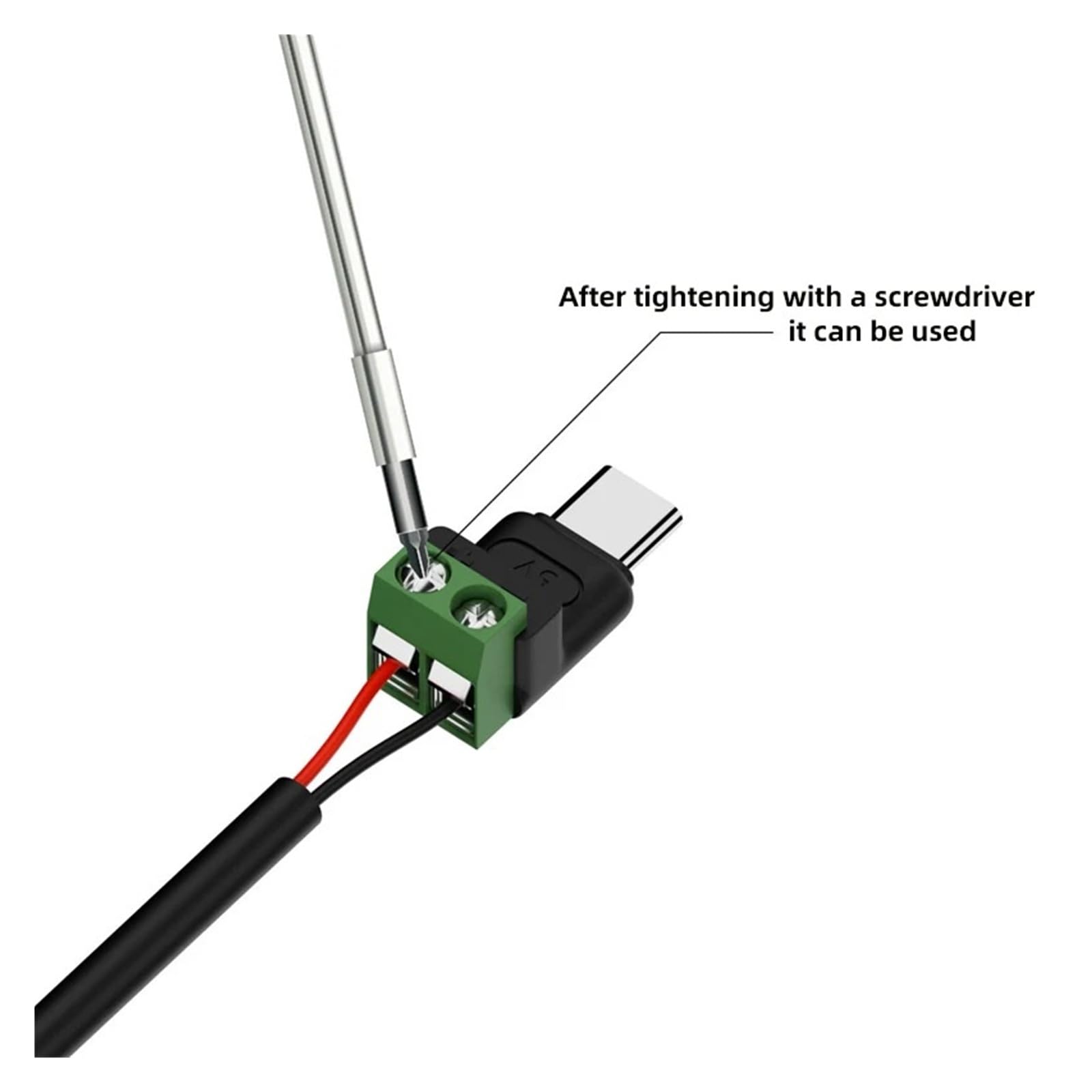 USB C/Micro Female to 2 Pin Screw Terminal 5 V Solderless Adapter (C-Female PowerTaking)