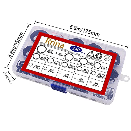 Rrina 340Pcs Snap Ring Shop Assortment Alloy Steel External Circlip Snap Retaining Clip Rings Set, Size: 4Mm To 28Mm #TOP3