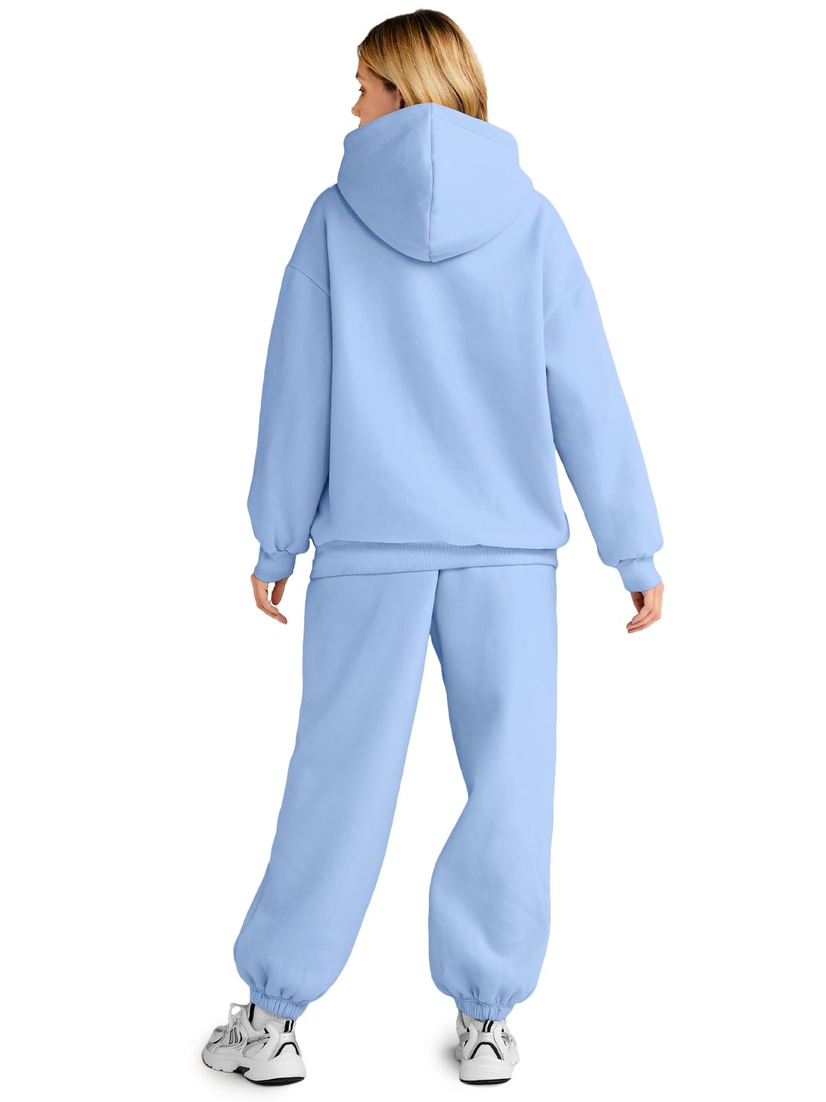 AUTOMET Womens 2 Piece Outfits Lounge Hoodie Sweatsuit Sets Plus Size Fall Fashion Clothes Airport Travel Pants Tracksuits: Small Lightblue