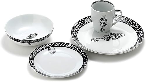 Harry Potter Voldemort Death Eater Dark Mark - Vajilla de porcelana de 16 piezas, incluye platos, tazas y cuencos