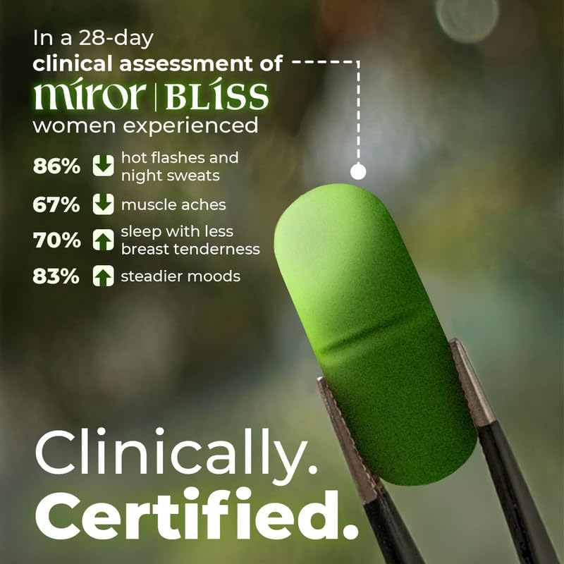 Image of Miror Bliss Perimenopause Tablets for Women (2 * 30 Tablets) | Hormonal Balance, Hot Flashes & Night Sweats Relief | Ashwagandha, Shatavari & Magnesium | Sleep & Mood Support