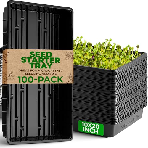 Image of 10x20 Inch Black Plastic 100 Pack Plant Propagation Tray No Holes