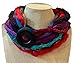 Handmade Infinity Yarn Multi Strand Cowl Rope Scarf with Button accent,Brightly Colored -LRW DESIGNS