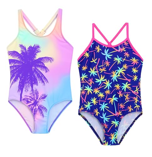 Image of Girls One Piece Bathing Suit Mermaid Printed Beach Swimwear