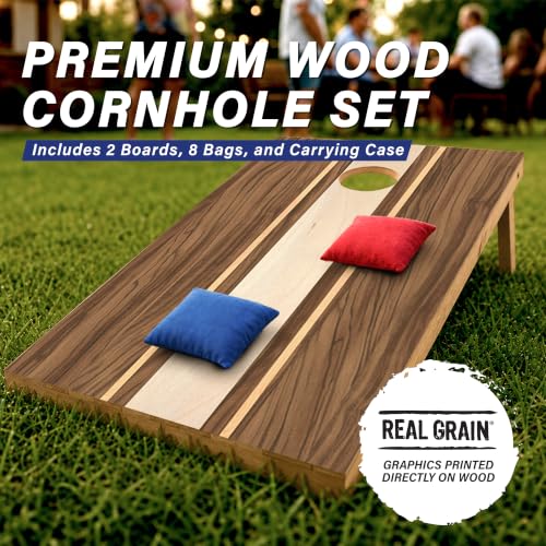 Image of GoSports 4 x 2 ft Regulation Size Wood Cornhole Boards - 10 Vintage Wood Designs (Choose Your Style)
