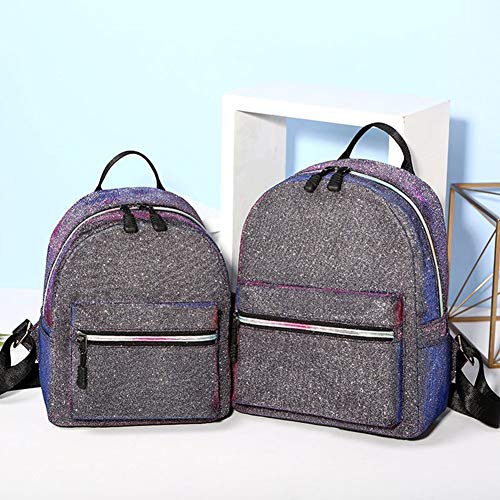 Mochila feminina Maserfaliw, mochila brilhante, mini mochila feminina de couro sintético moderna com