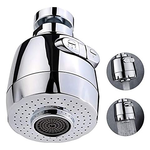 Qoosea 360 °Swivel Sink Faucet Extended Bubbler Tap Aerator Water Saving Faucet Filter Tap Aerator Filter Tap Spray Adjuster Nozzle Head for Bathroom Kitchen (Short) Cover