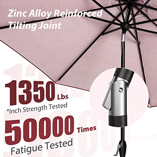 Tempera 10' Outdoor Market Patio Table Umbrella With Auto Tilt And Crank,Large Sun Umbrella With Sturdy Pole&Fade Resistant Canopy,Easy To Set,Red #TOP2