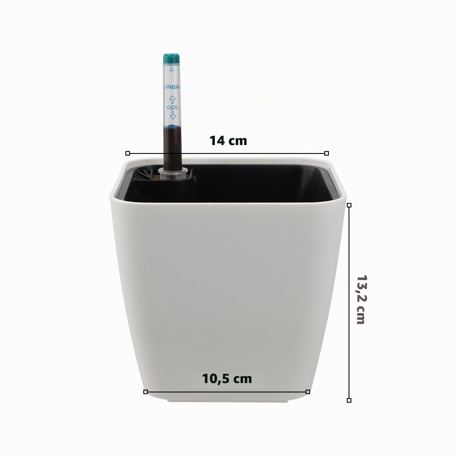 5 vasi autoirriganti rettangolari da 14 cm, per interni bianchi, auto-irrigazione, con indicatore dell'acqua, vaso per erbe aromatiche, per piante in interni ed esterni