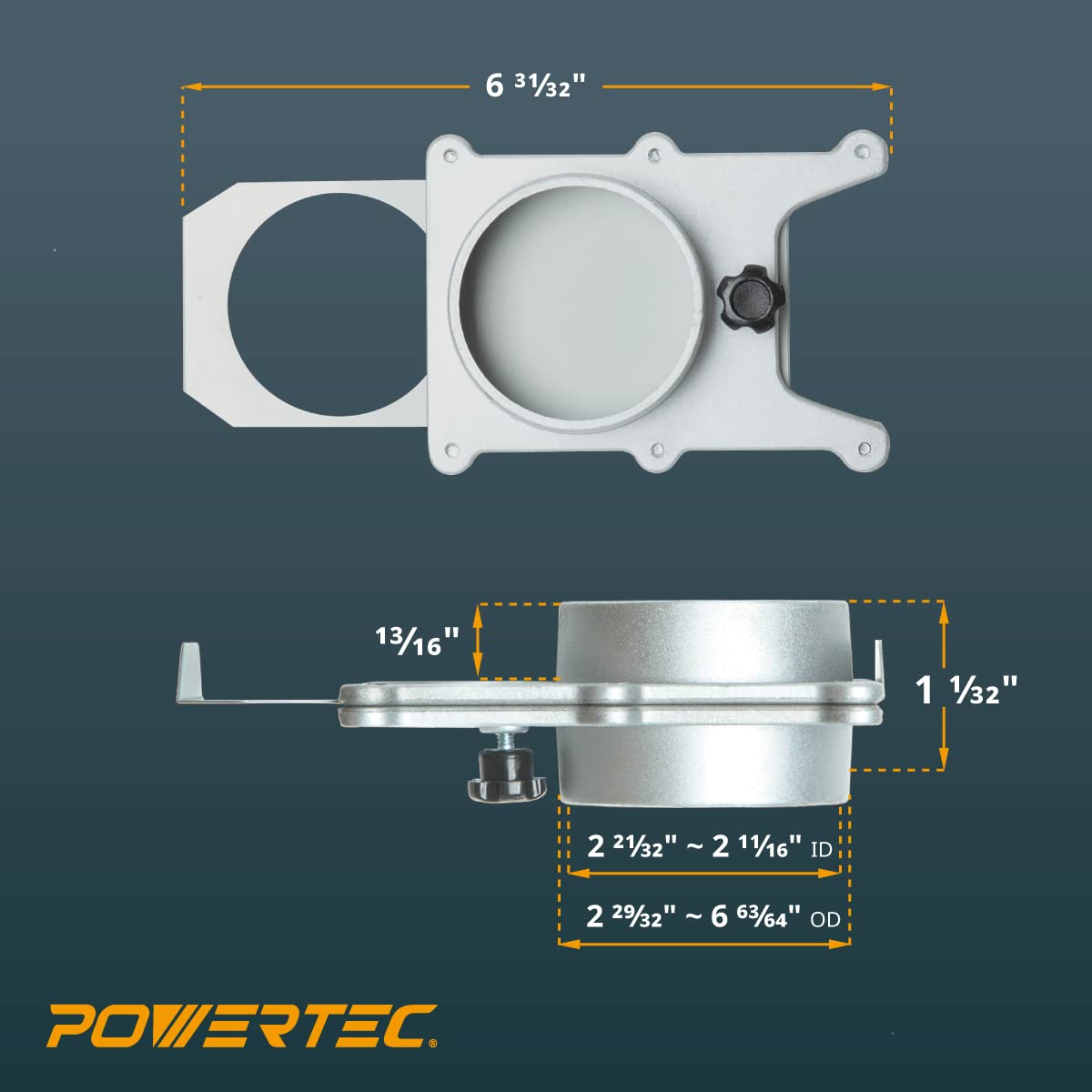 POWERTEC 70165 Puerta de explosión de aluminio, 3 pulgadas