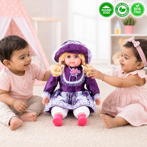 Image of Zest 4 Toyz Musical Doll Singing Rhyming Soft Stuffed Push Touch Sensors Doll Toy for Baby Girl - Purple